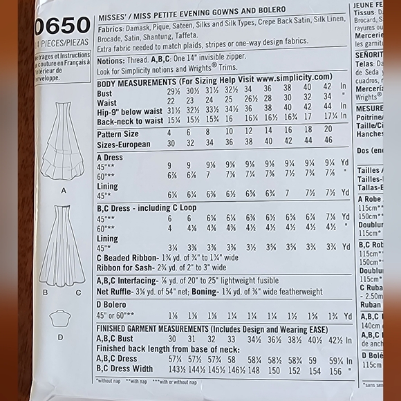 Jessica McClintock gown Simplicity sewing pattern dress #0650, sz: 4-12, NEW! - Picture 7 of 12